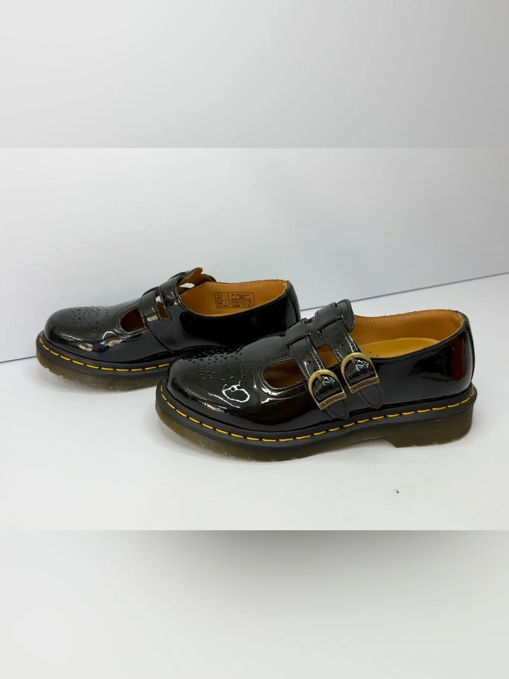 Dr Martens 8065 Mary Jane Patent Leather Shoes Black Buckle Womens Size 7 US 38
